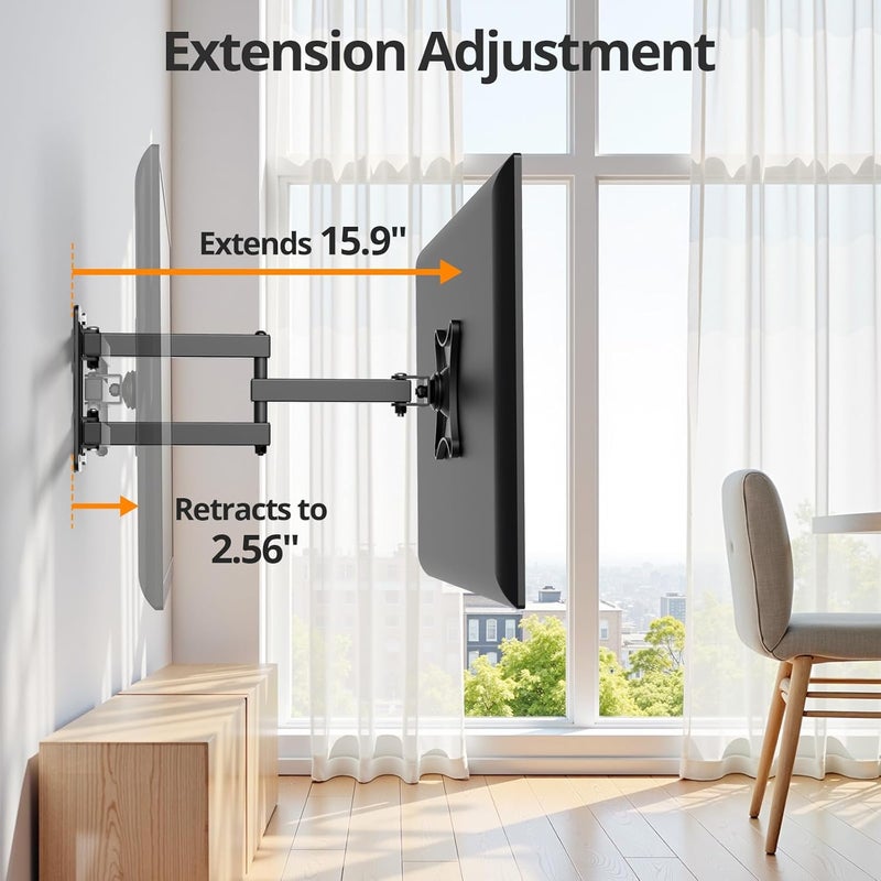 IWORKBOARD Full Motion TV Monitor Wall Mount Bracket for Most 13-32 Inch LED LCD Flat Curved Screen, 360° Rotation Swivel Tilt Extension，Adjustable Articulating Arms, Max VESA 100x100mm up to 33lbs - Image 4